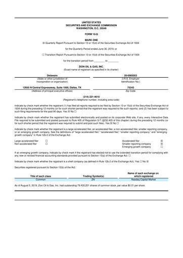 Thumbnail Zion Oil & Gas 10-Q Quarterly Report FY2019 