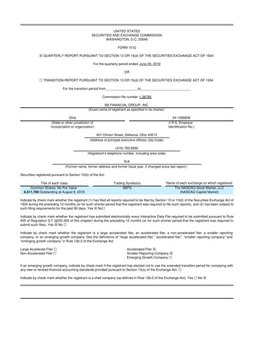 Miniature SB Financial Group 10-Q Rapport trimestriel 2019 