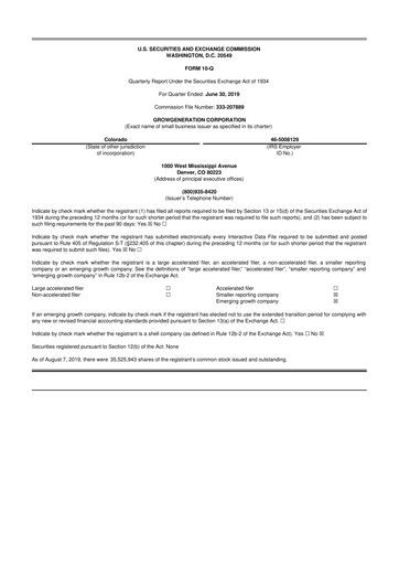 Thumbnail GrowGeneration
 10-Q Quarterly Report FY2019 