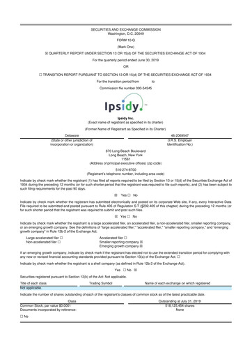 Thumbnail authID 10-Q Quarterly Report FY2019 