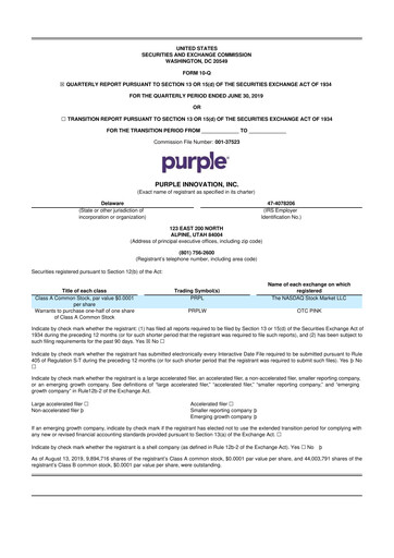 Vorschaubild Purple Innovation
 10-Q Quartalsbericht  