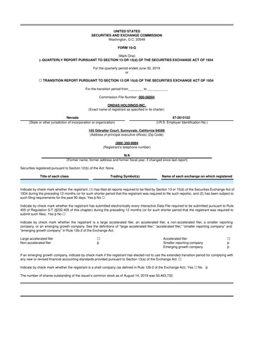 Thumbnail Ondas Holdings 10-Q Quarterly Report FY2019 
