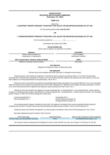 Thumbnail Polar Power
 10-Q Quarterly Report FY2019 