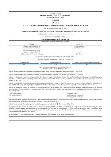 Thumbnail Esports Entertainment
 10-K Annual Report 2019