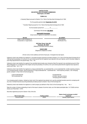 Thumbnail OptimizeRx 10-Q Quarterly Report FY2019 