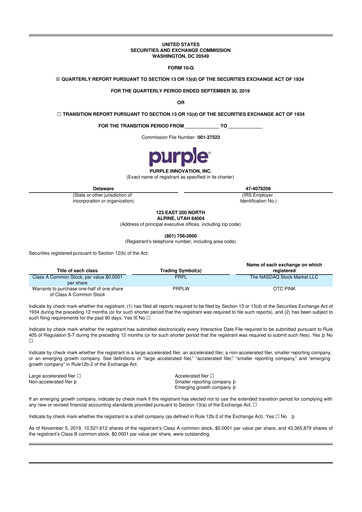 Vorschaubild Purple Innovation
 10-Q Quartalsbericht  