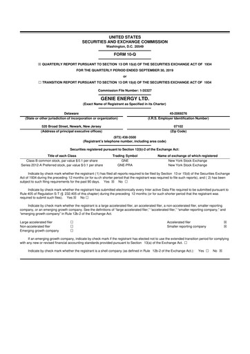 Thumbnail Genie Energy
 10-Q Quarterly Report FY2019 