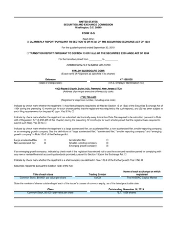 Thumbnail Avalon GloboCare 10-Q Quarterly Report FY2019 