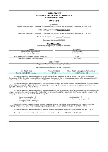 Thumbnail CorMedix 10-Q Quarterly Report FY2019 