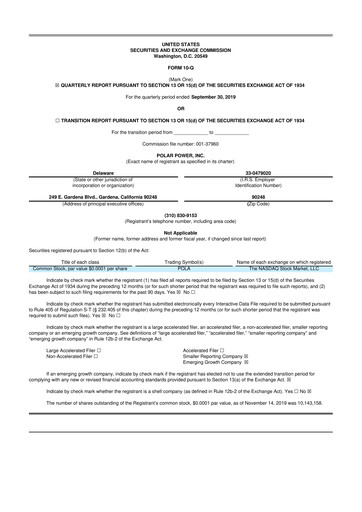 Thumbnail Polar Power
 10-Q Quarterly Report FY2019 