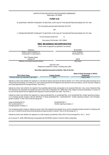 Thumbnail RBC Bearings 10-Q Quarterly Report FY2020 
