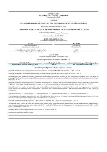 Thumbnail Hoth Therapeutics 10-K Annual Report 2019