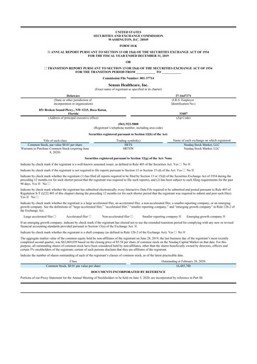 Thumbnail Sensus Healthcare 10-K Annual Report 2019