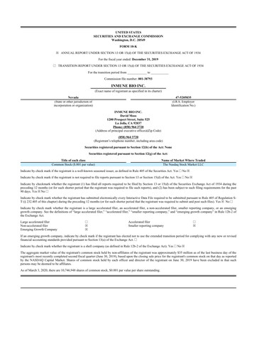 Thumbnail INmune Bio 10-K Annual Report 2019