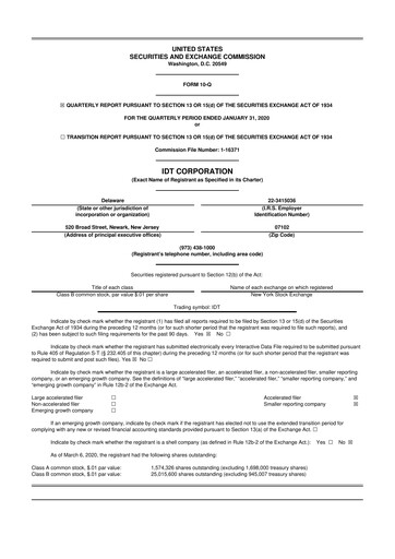 Thumbnail IDT Corporation
 10-Q Quarterly Report FY2020 