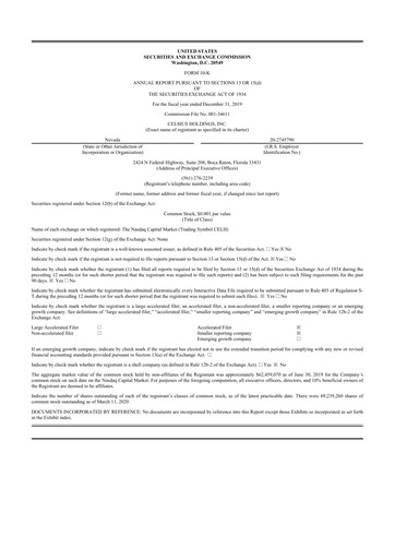 Thumbnail Celsius Holdings
 10-K Annual Report 2019