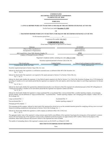 Thumbnail CorMedix 10-K Annual Report 2019