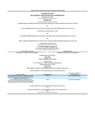 Thumbnail LATAM Airlines  20-F Annual Report 2019