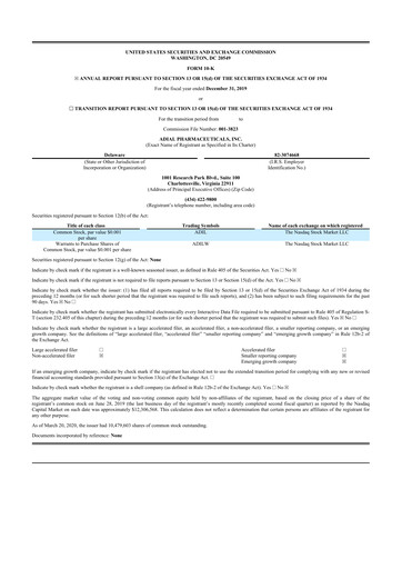 Thumbnail Adial Pharmaceuticals
 10-K Annual Report 2019