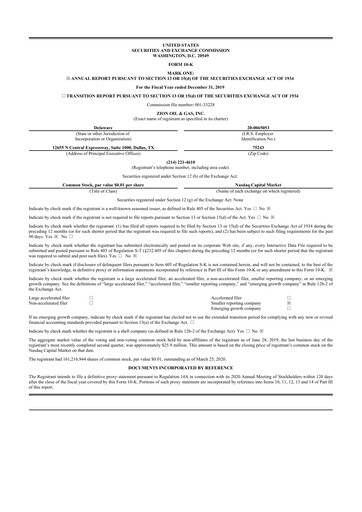 Miniature Zion Oil & Gas 10-K Rapport annuel 2019