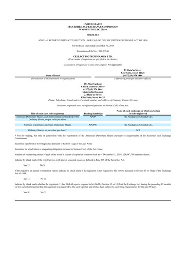 Thumbnail Quoin Pharmaceuticals 20-F Annual Report 2019
