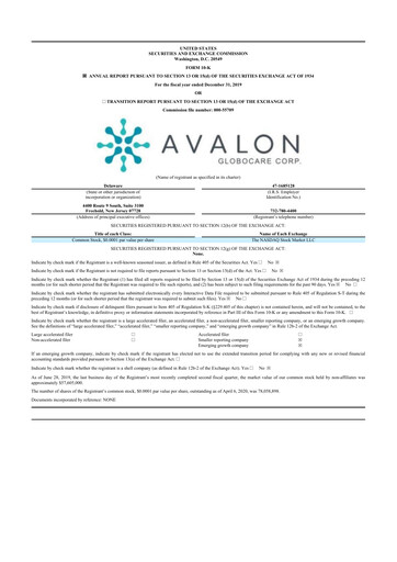 Thumbnail Avalon GloboCare 10-K Annual Report 2019