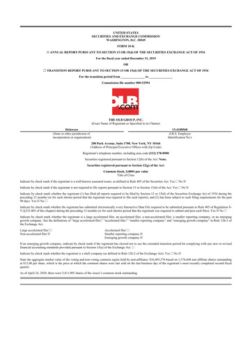 Thumbnail OLB Group 10-K Annual Report 2019