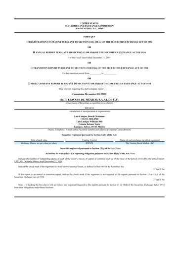 Thumbnail Betterware de Mexico 20-F Annual Report 2019