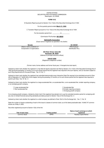 Thumbnail OptimizeRx 10-Q Quarterly Report FY2020 