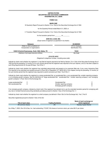 Thumbnail Zion Oil & Gas 10-Q Quarterly Report FY2020 