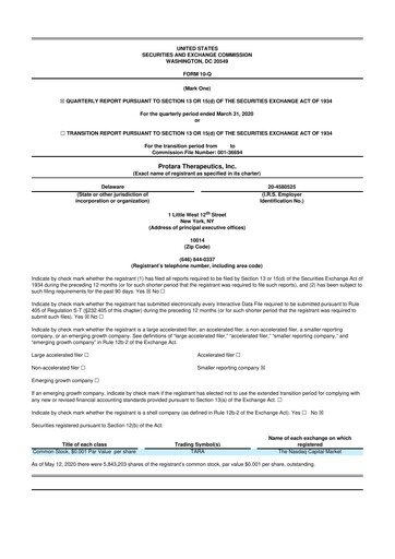 Thumbnail Protara Therapeutics 10-Q Quarterly Report FY2020 