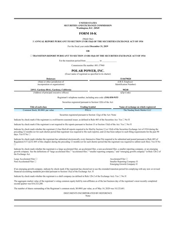 Thumbnail Polar Power
 10-K Annual Report 2019