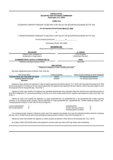 Thumbnail Soligenix 10-Q Quarterly Report FY2020 