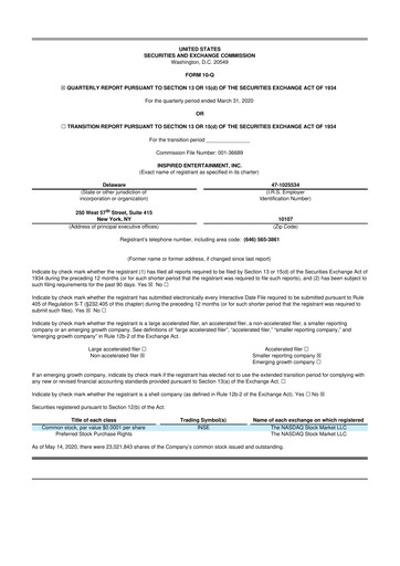 Thumbnail Inspired Entertainment 10-Q Quarterly Report FY2020 