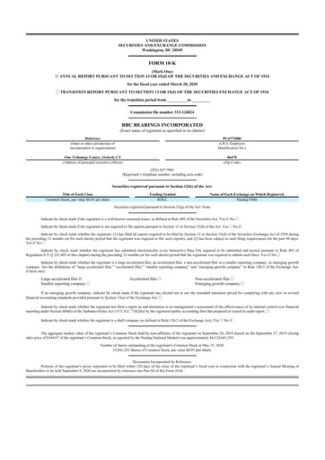 Thumbnail RBC Bearings 10-K Annual Report 2020