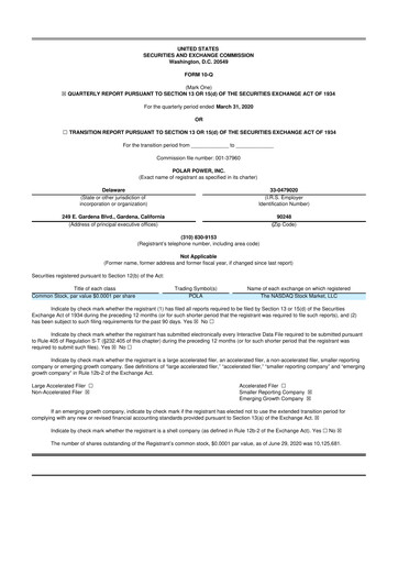 Thumbnail Polar Power
 10-Q Quarterly Report FY2020 