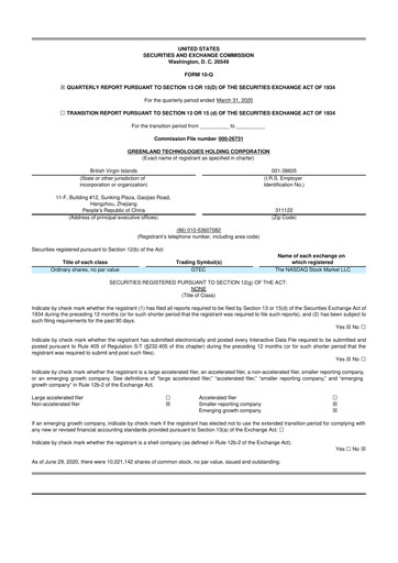Thumbnail Greenland Technologies 10-Q Quarterly Report FY2020 Q1