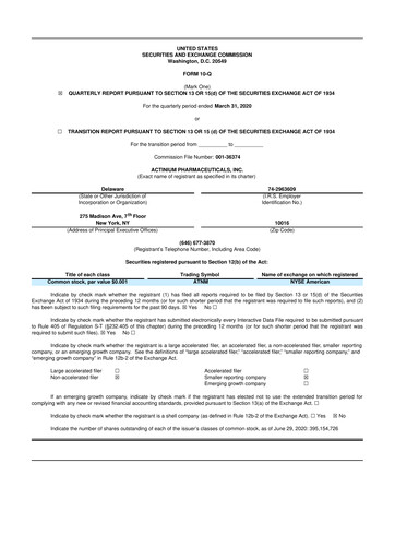 Thumbnail Actinium Pharmaceuticals 10-Q Quarterly Report FY2020 