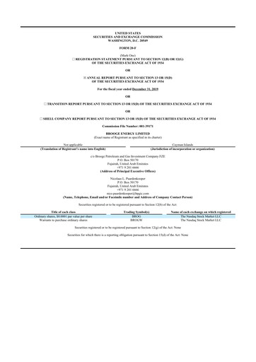 Thumbnail Brooge Energy
 20-F Annual Report 2019