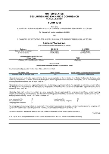 Thumbnail Lantern Pharma 10-Q Quarterly Report FY2020 