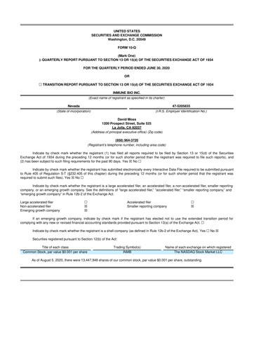 Miniature INmune Bio 10-Q Rapport trimestriel 2020 