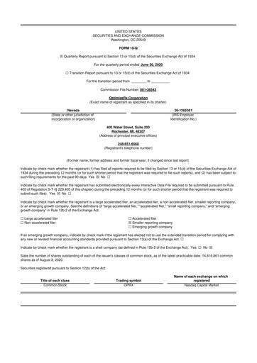 Thumbnail OptimizeRx 10-Q Quarterly Report FY2020 