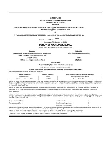 Thumbnail Euronet Worldwide
 10-Q Quarterly Report FY2020 