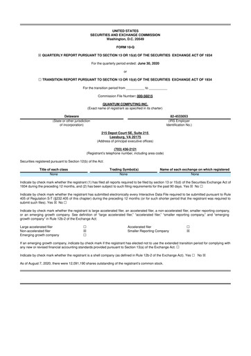 Thumbnail Quantum Computing 10-Q Quarterly Report FY2020 