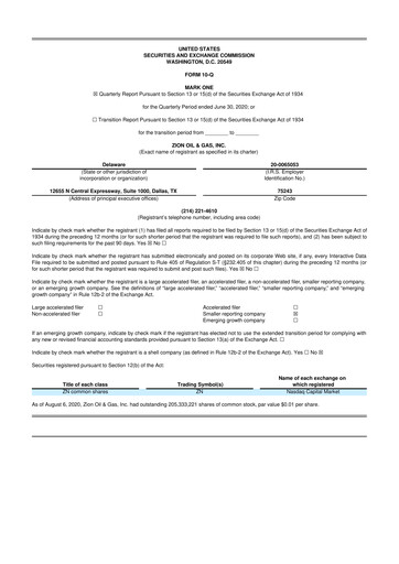 Thumbnail Zion Oil & Gas 10-Q Quarterly Report FY2020 