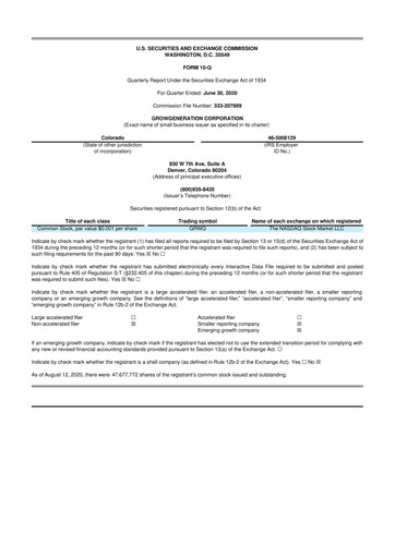 Thumbnail GrowGeneration
 10-Q Quarterly Report FY2020 