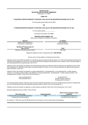 Thumbnail Inspired Entertainment 10-Q Quarterly Report FY2020 