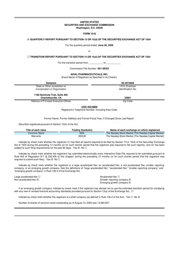 Thumbnail Adial Pharmaceuticals
 10-Q Quarterly Report FY2020 