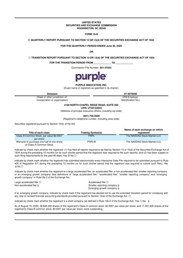 Vorschaubild Purple Innovation
 10-Q Quartalsbericht  