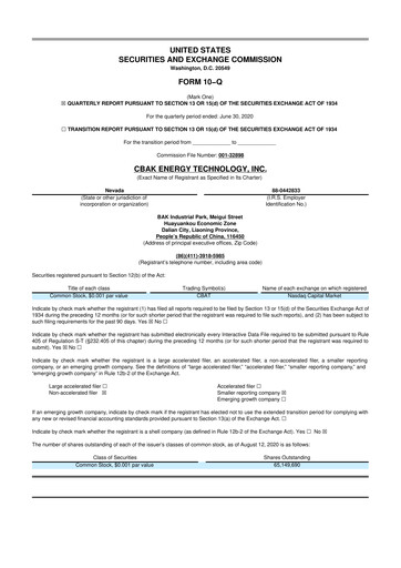 Thumbnail CBAK Energy Technology 10-Q Quarterly Report FY2020 